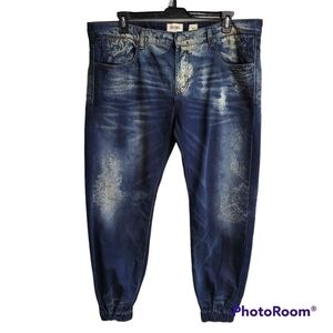 Decibel Dark Blue Acid Wash Jogger Jeans